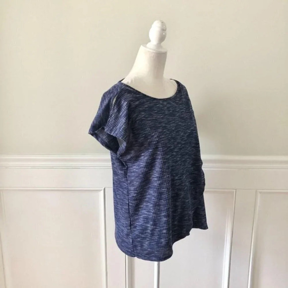 Old Navy Heathered Blue Tulip Hem Top M - Picture 2 of 6